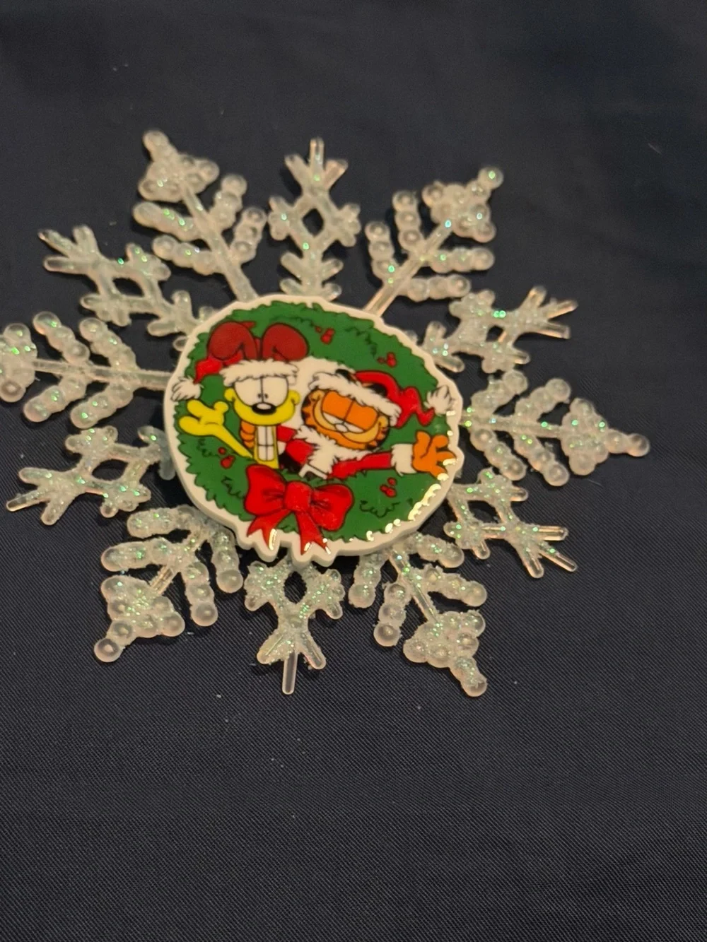 Garfield & Odie Holiday Snowflake Ornament - White Glitter